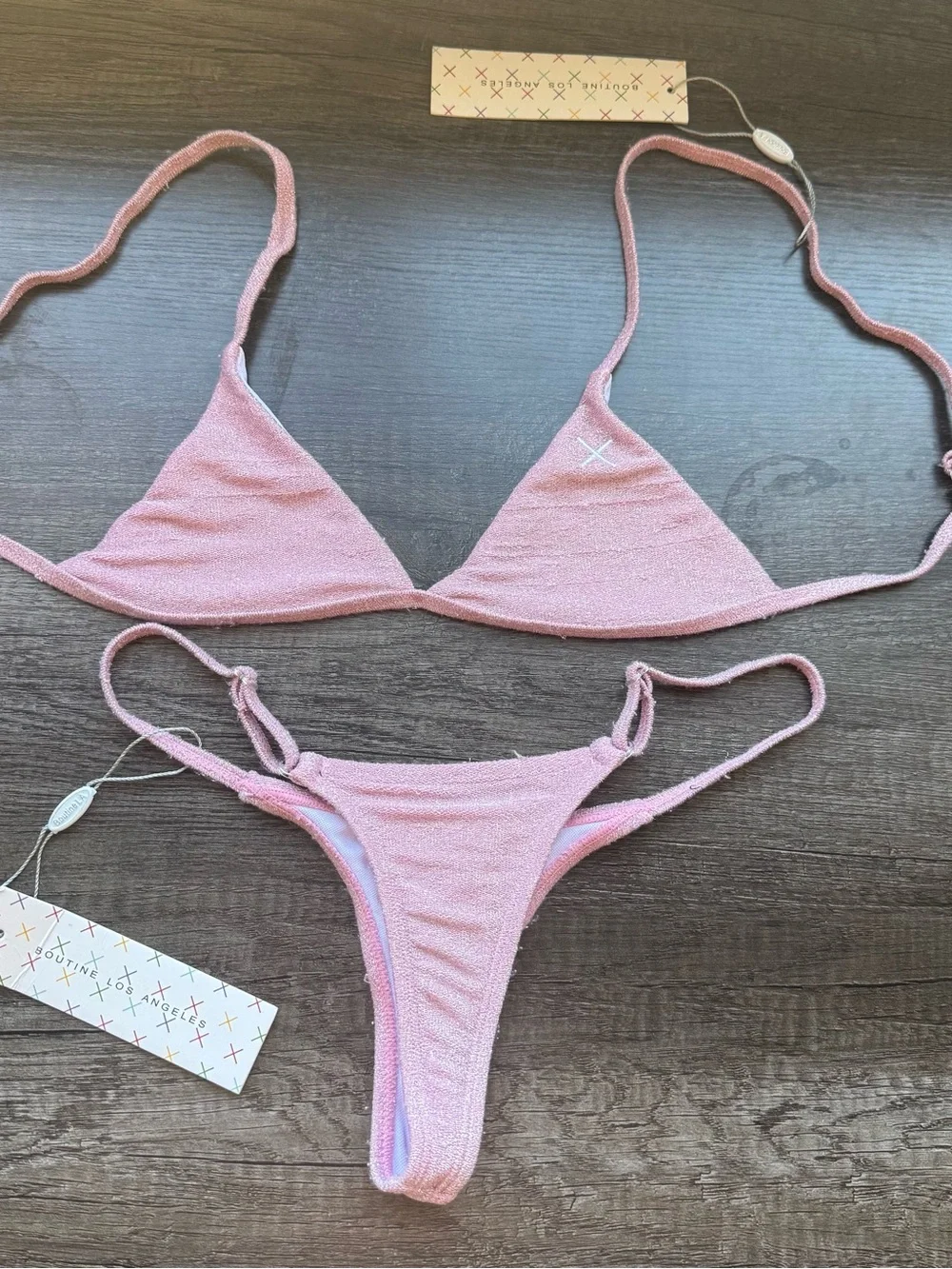 Boutine LA shimmer minimal bottom and stride top sz small pink